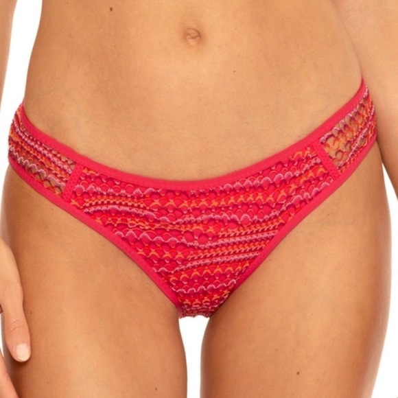 NWT Becca Adela Tab Side Hipster Bikini Bottom in Cherry - Picture 1 of 5